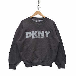 Vintage DKNY Sweatshirt Donna Karan DKNY Pullover Sweater Spellout Front Logo Hip Hop Rap Medium ( Refer measurement )