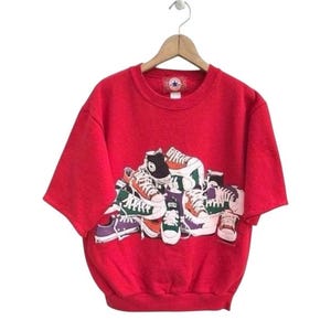 Vintage Converse Sweatshirt Converse 1992 Shortsleeve All Star Sweater Spellout Converse Made in Usa Hip Hop TTS Small (Refer Measurement)