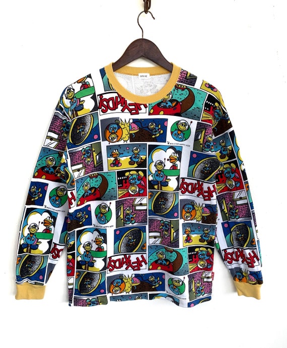 Vintage Anime Sweatshirt Mini K Overprinted Multic