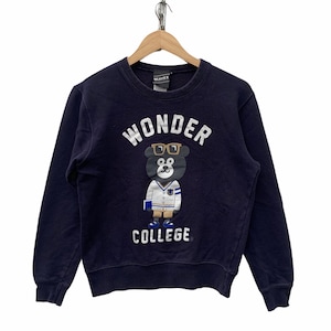 Suéter vintage Beams Japan Wonder College, sudadera japonesa, ropa de calle, hip hop, informal, talla pequeña (consultar medidas)