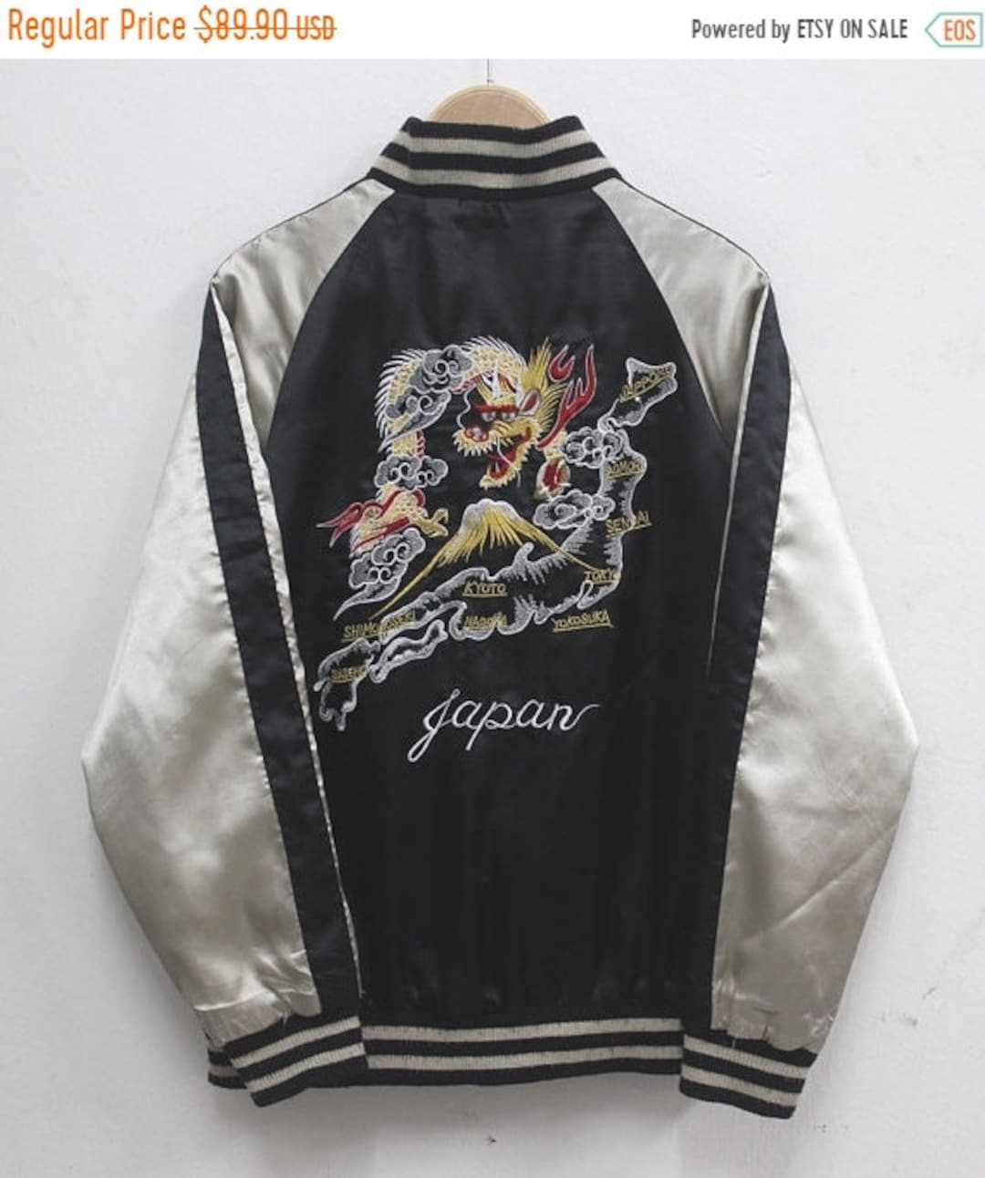 Sukajan Jacket Vintage Sukajan Jacket Dragon Korean Map Traditional Japanese Yokosuka Dragon Souvenir Jacket Sz 160 refer Measurement Etsy Canada