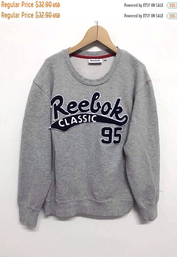 Reebok Jacket Vintage Reebok Sweatshirt Jacket Vintage Reebok Classic Pullover Big Logo Hip Hop Sweater TTS Medium refer Measurement Etsy Canada