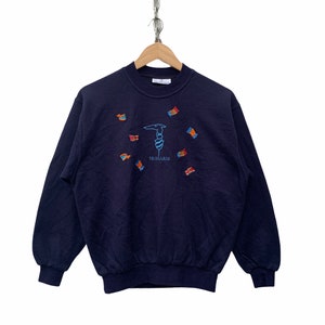 Trussardi Sweatshirt Spellout Vintage 90s Trussardi Sweater Made in Italy Jumper Pullover Hip Hop big logo TTS Medium (Refer Measurement)