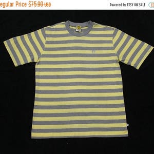 Vintage Hang Ten  Skate Surf Surfur Hip Hop Stripe Shirt Hang ten Tee Hang ten Stripe Sz Labelled Medium (Refer Measurement). - 19”X25.5”.