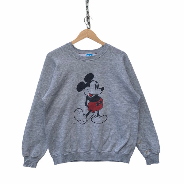 Vintage 80s Mickey Mouse Sweatshirt Walt Disney Sweater Usa Mickey Mouse Sweater Cartoon Anime TTS Medium (Refer Measurement) - STAINS