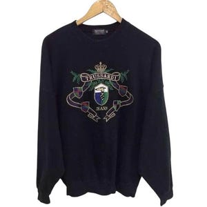 Vintage 90s Trussardi Sweatshirt Spellout Sweater Sweatshirt Italy Jumper Pullover Hip Hop big logo sz 46 TTS Large (Refer Measurement)