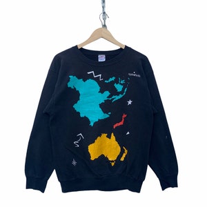 Vintage Apple Sweatshirt Rare Apple Pacific Multicolour Map Sweater Apple Streetwear Usa Sweater TTS Medium ( Refer Measurement )