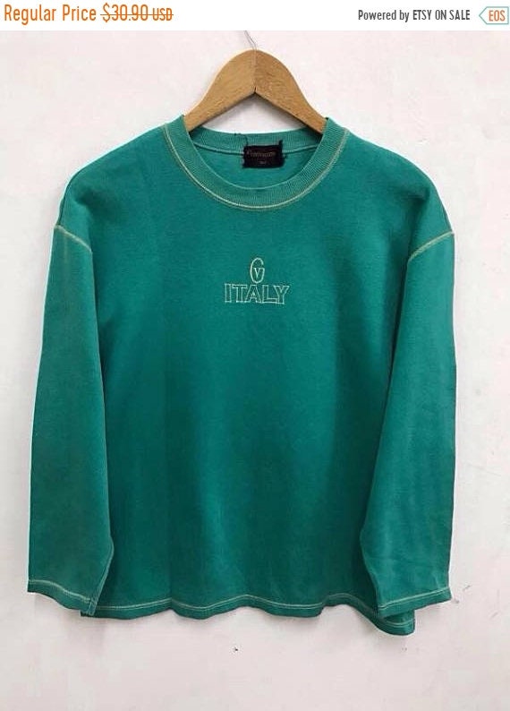 Vintage 90s Gianni Valentino Italiano Italy Sweatshirt Big Logo Spellout Streetwear Fasion Designer TTS Medium Refer Measurement Etsy Canada