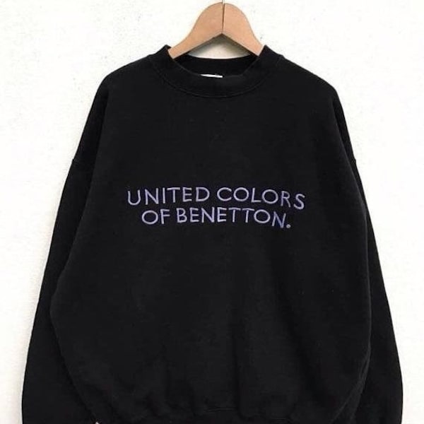 Vintage 90er United Colour of Benetton Sweatshirt Jacke Benetton Big Logo Streetwear Italien Benetton Hip Hop Size Medium (Siehe Maße)