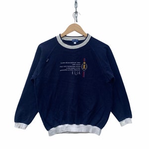 Vintage ELLE Sweatshirt 90&#39;s Hip Hop Rap Ellesse Homme Sweater Streetwear Sweater Big Logo Elle Jacket Sz 160 TTS Medium (Refer Measurement)