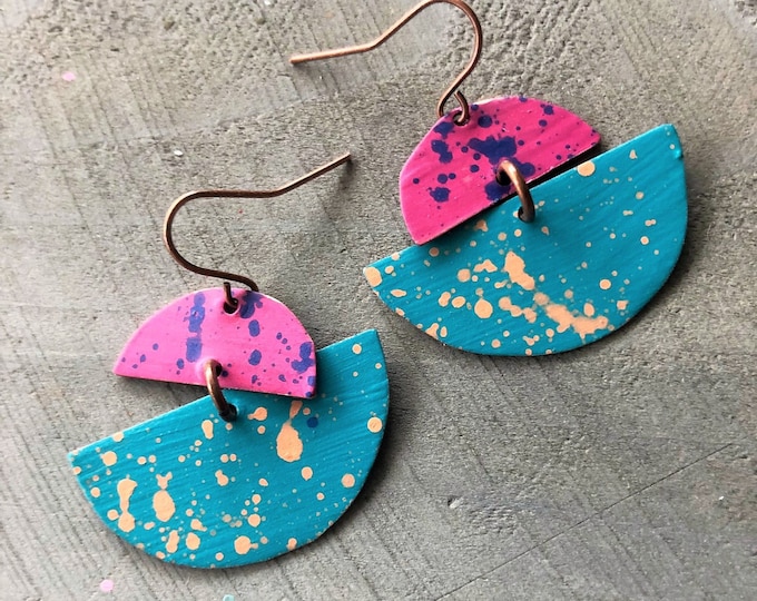 No. 55 | copper mixed media hand painted chandelier earrings