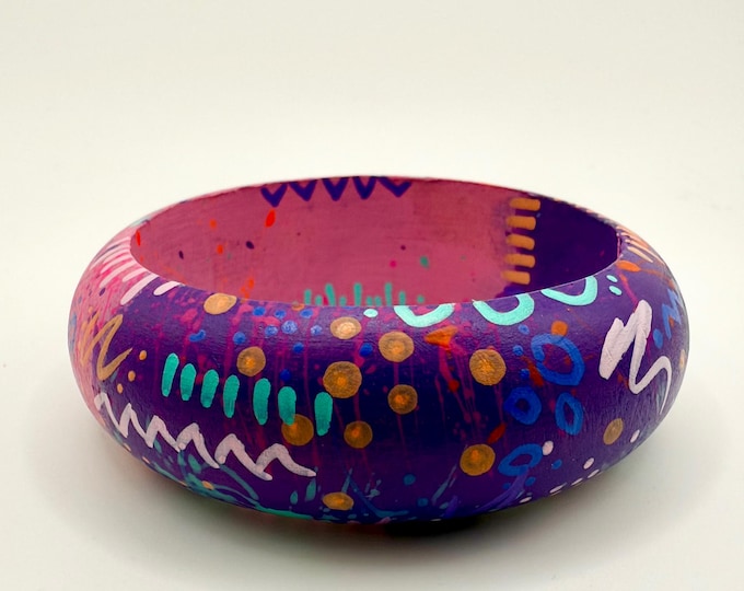 No. six | hand painted wood bangle bracelet