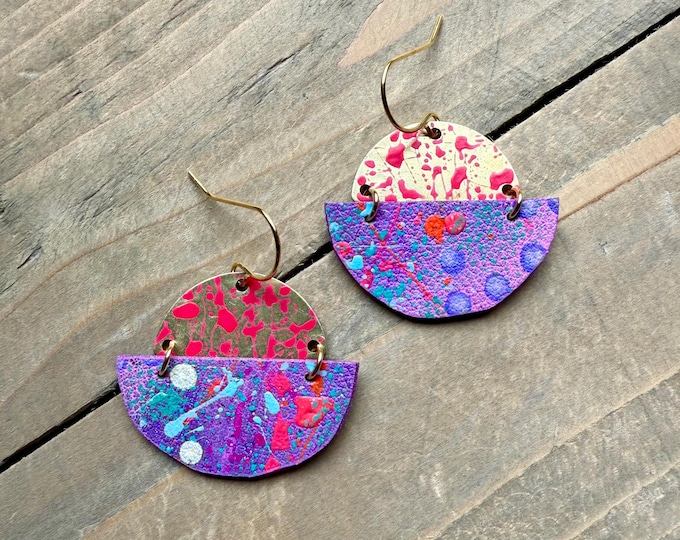 No. 107 | mixed media hand painted dangle earrings