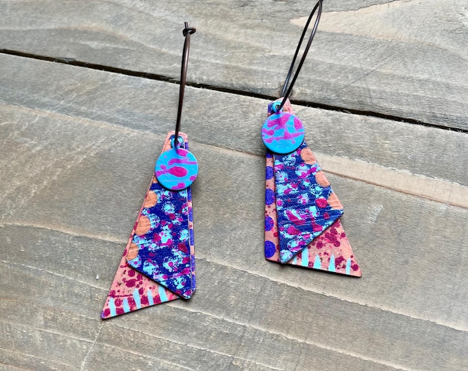 No. 67 | copper mixed media hand painted chandelier earrings