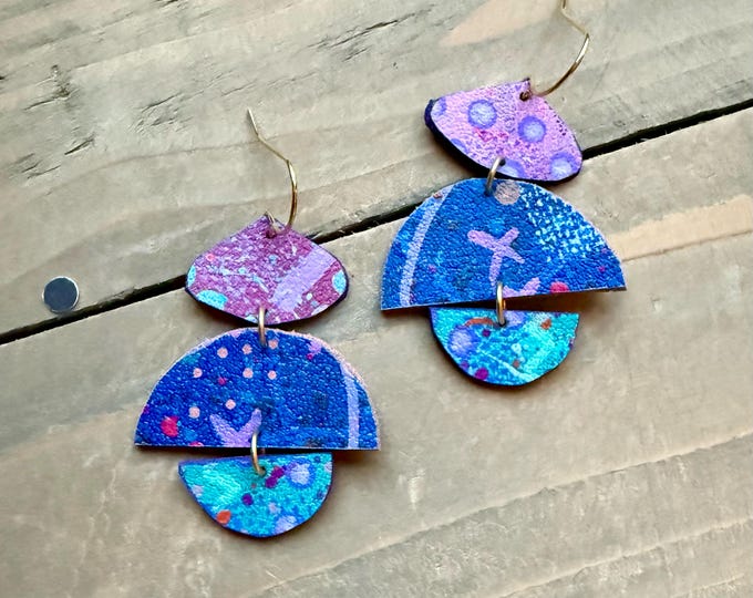 No. 434 | faux leather hand painted drop earrings