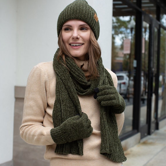 Gorro tejido de lana para mujer, gorros de esquí para mujer, conjuntos de  gorro de invierno para mujer, bufanda gruesa de punto para exteriores