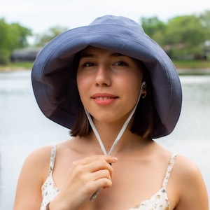 Wide Brim 5 Sun Hat Women Bucket Floppy 100% Cotton Wedding Hat Wide Brimmed Sunhat Elegant Vacation Honeymoon Gift for Her image 4