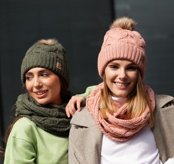 Ensemble bonnet et écharpe d'hiver, chapeaux d'hiver pour femmes