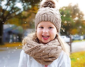 Kids hat scarf set Pom pom hat  Hat and scarf set Toddler girls hat Baby hat Hat scarf set Winter scarf  Crochet scarf , Girls hat Beanie