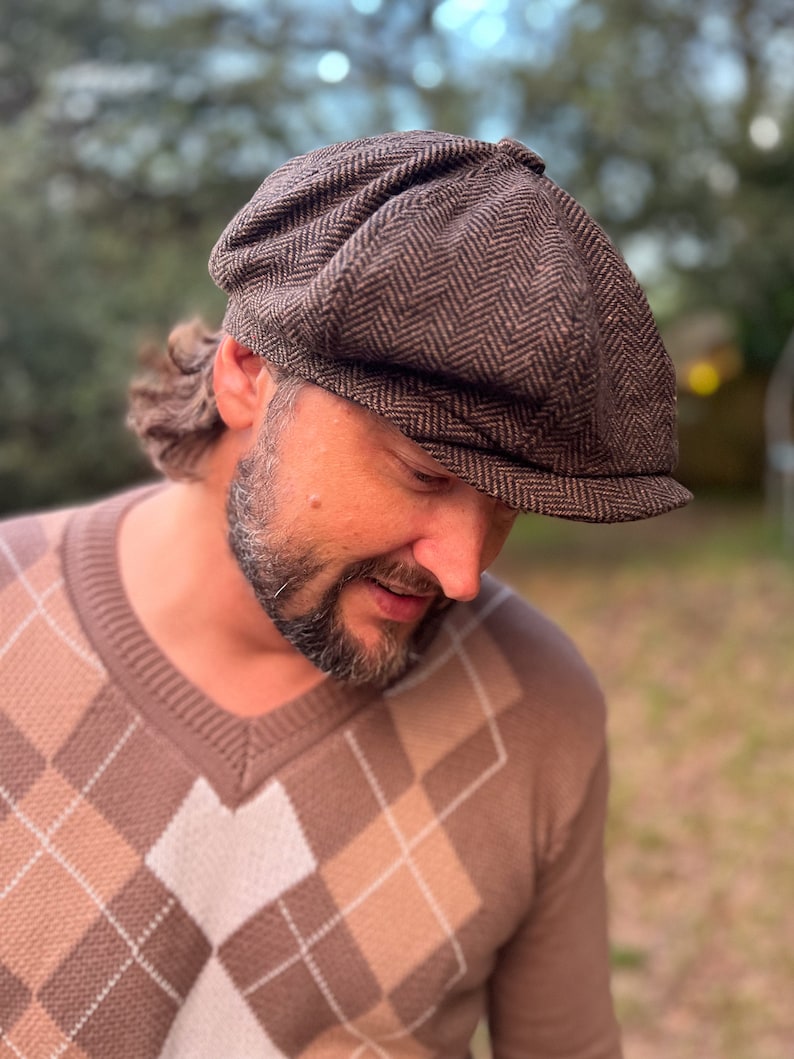 Oversized Newsboy Hat for Man Gray, Oversized Hat for Man/Women, Handmade Newsboy Cap Hat, Vintage Style , Baker Boy Hat, Irish flat cap image 9