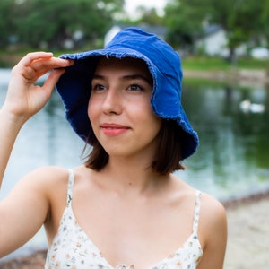 Boho peaky blinders hat, Royal blue hat, Hippie hats, Women's hats, Wide brim ladies hat, Bride sun hat, Sun protection hat, Designer hat image 10