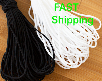 Elastic for mask Handmade. 3mm 1/8. white ear loop cord ear tie Rope String for Mask Sewing FAST Shipping