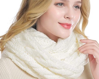 Womens Thick Ribbed Knit Winter Infinity Circle Loop Scarf