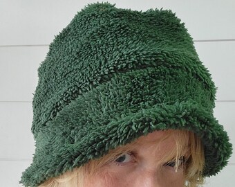 Forest Green Sherpa Bucket Hat/ Adult Bucket Hat/ Green  display picture 1