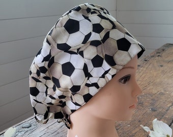 NEW!! Soccer Ball Scrub Hat/ Sports ScrubHat/ Soccer Scrub Hat/ Scrub Hat/ Surgical Hat/ CHemo hat/ Skull Cap