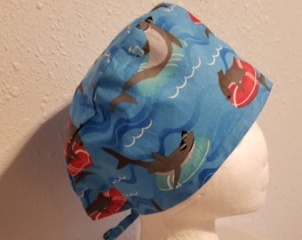 Inner tube Shark SCrub Hat/ Shark SCrub hat/ Scrub Hat/ Chef hat/ Surgical Cap/ Chemo Hat/ Skull Cap