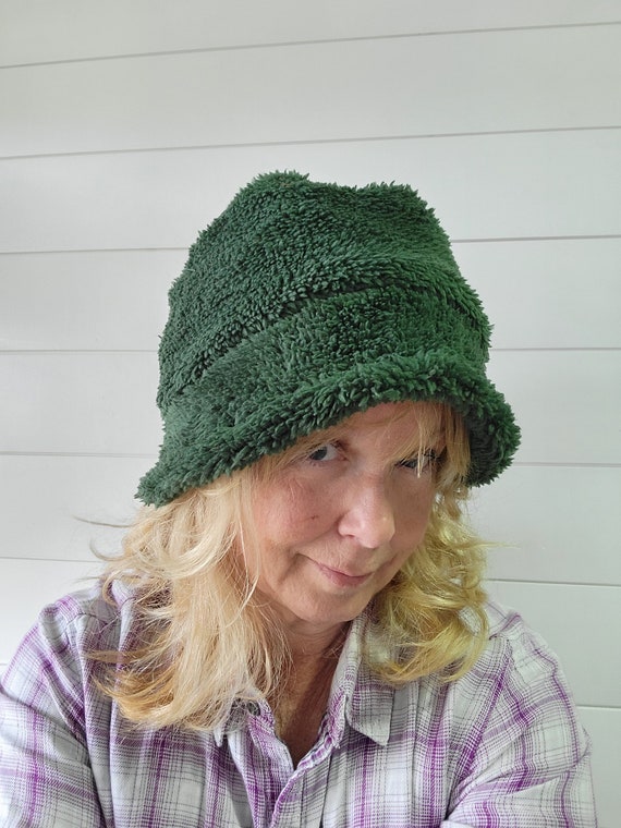 Forest Green Sherpa Bucket Hat/ Adult Bucket Hat/ Green  display picture 3