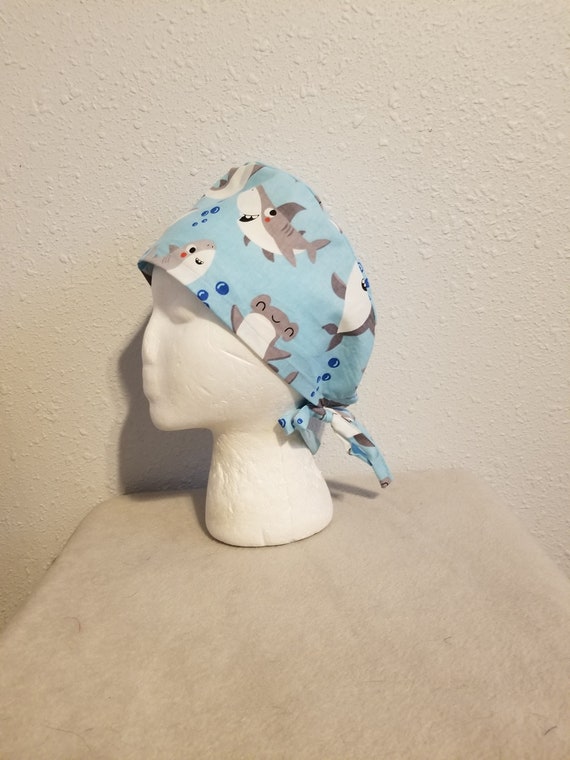 MaddHatR Shark Scrub Hat/ Scrub Hat/ Surgical Cap/ Skull Cap/ Chef Hat/ Chemo Hat