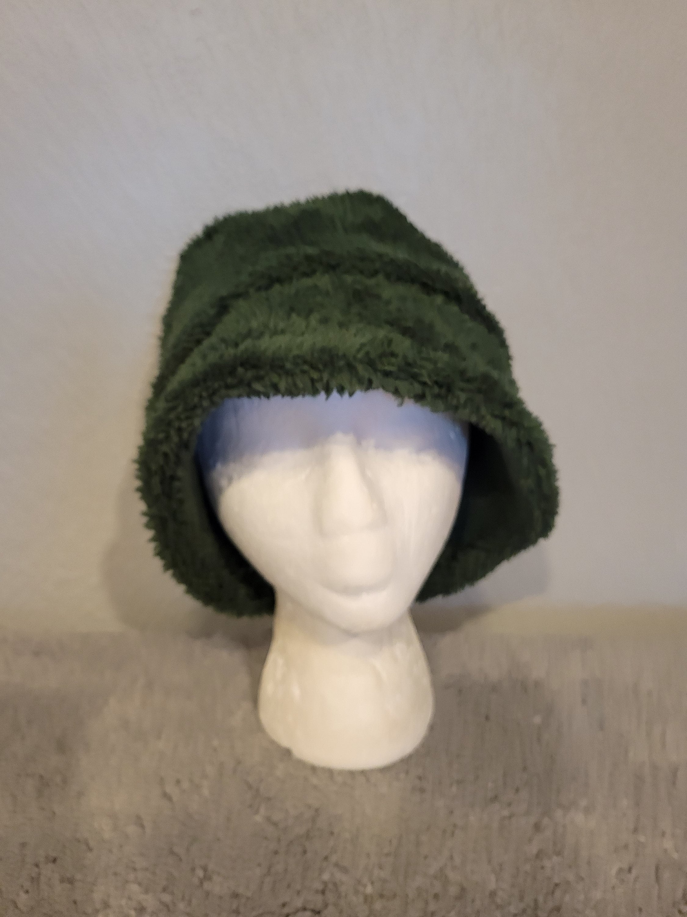 Forest Green Sherpa Bucket Hat/ Adult Bucket Hat/ Green 