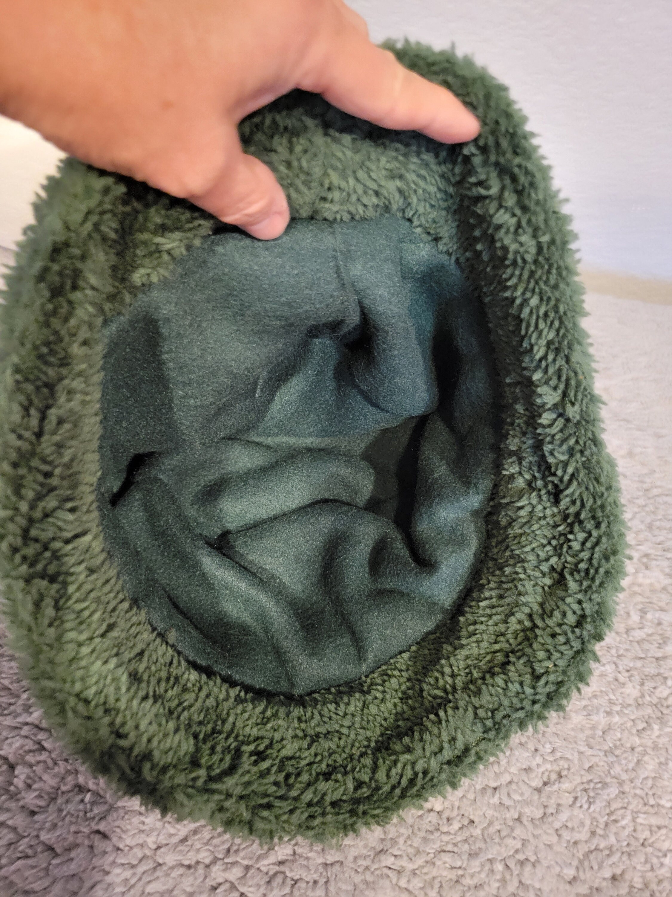 USA Made Forest Green Fleece Sherpa Bucket Hat Unique Gorpcore Handmade in CA Forest Green Sherpa Bucket Hat/ Adult Bucket Hat/ Green  main image 2