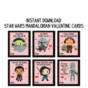 Tarjetas mandalorianas del Día de San Valentín: imprimir en casa, descarga instantánea, San Valentín para niños