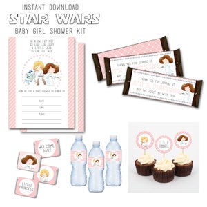 Star Wars Baby Shower, Baby Girl Shower Invitation, Instant Download, Shower Games, Shower Decorations, You print at home, Princess