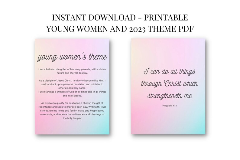 Young Women's Theme and 2023 Youth Theme Pink Blue Etsy