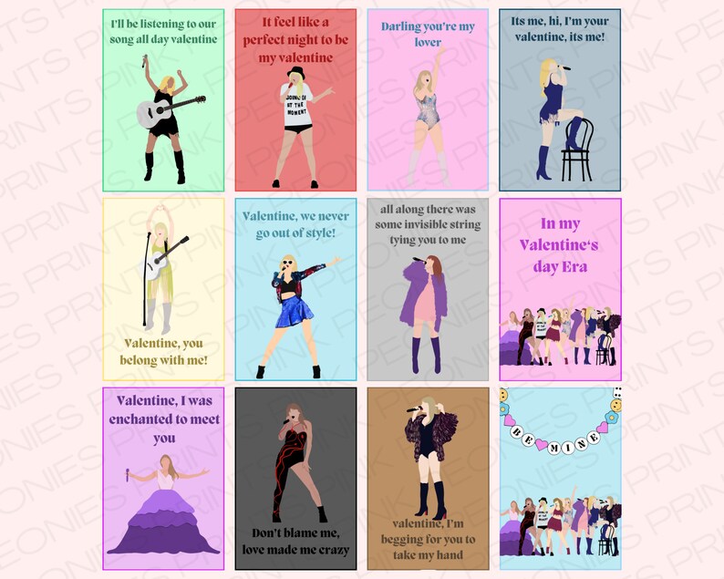 12 Taylor Swift Eras Tour Instant Download Printable Valentines Day ...
