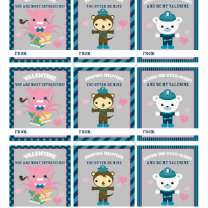 Octonauts Instant Download Printable Valentines Day Cards, Kids Valentine Cards, Ocean Animals, Easy School Cards, You Print image 2