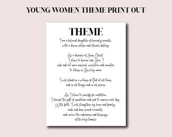 Young Women's Theme Minimal Black and White - Young Women's theme, Conducting Sheet, Goal tracker