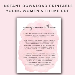 Young Women&#39;s Theme Minimal Pink Watercolor - Young Women&#39;s theme, LDS, Church of Jesus Christ of Latter Day Saints, YW