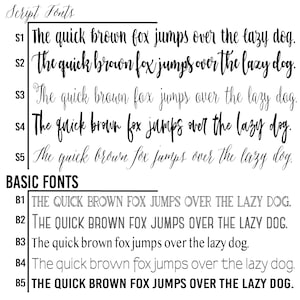 we also offer a variety of different font options. You can select your preferred font and we can print it right on your new custom corn hole game boards.