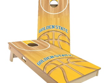 Golden State Basketball Cornhole Boards (Includes 8 Bags, Portable Set)