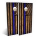 Charred American Flag Thin Blue Line Cornhole Boards - Outdoor Lawn Game - Perfect for Tailgating, Backyard Parties, Gifts - Includes 8 Bags