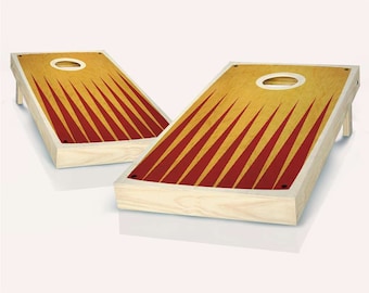 Retro Cornhole Boards - Stained Wood, Includes 8 Bean Bags