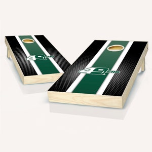 UNC Charlotte Striped Cornhole Boards - Officially Licensed NCAA Outdoor Lawn Game - Includes Custom Team Bags - On Sale!