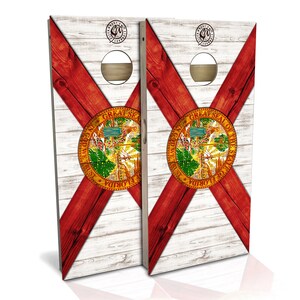 Florida Flag Cornhole Boards - Outdoor Lawn Game - Perfect for Tailgating, Backyard Parties, Gifts - On Sale!