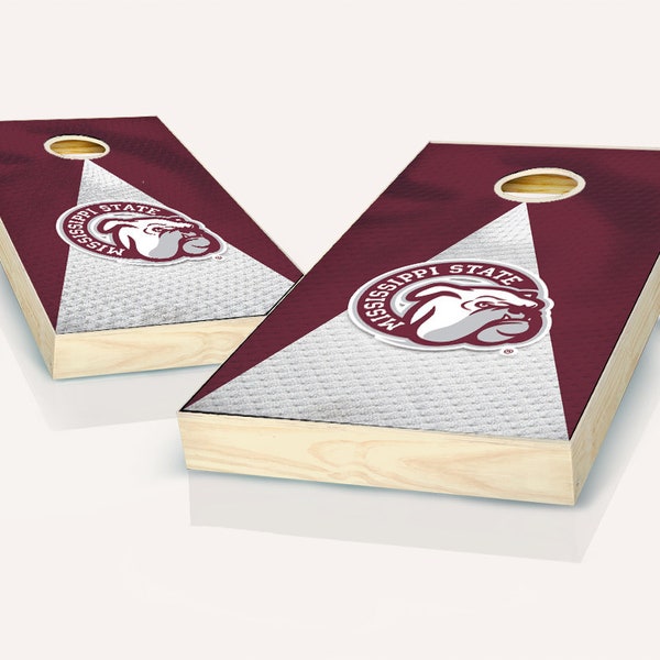 Mississippi State Bulldogs Jersey Cornhole Boards - Officially Licensed NCAA Outdoor Lawn Game - Includes Custom Team Bags - On Sale!