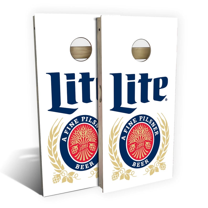 Miller Lite Original Cornhole Boards - Outdoor Lawn Game - Perfect for Tailgating, Backyard Parties, Gifts - Includes 8 Bags 