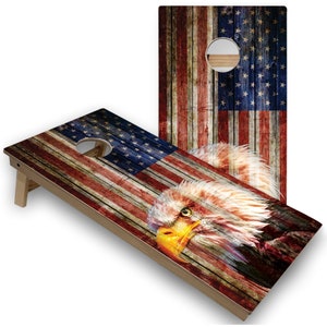 American Flag Eagle Cornhole Boards - Outdoor Lawn Game - Perfect for Tailgating, Backyard Parties, Gifts - On Sale!